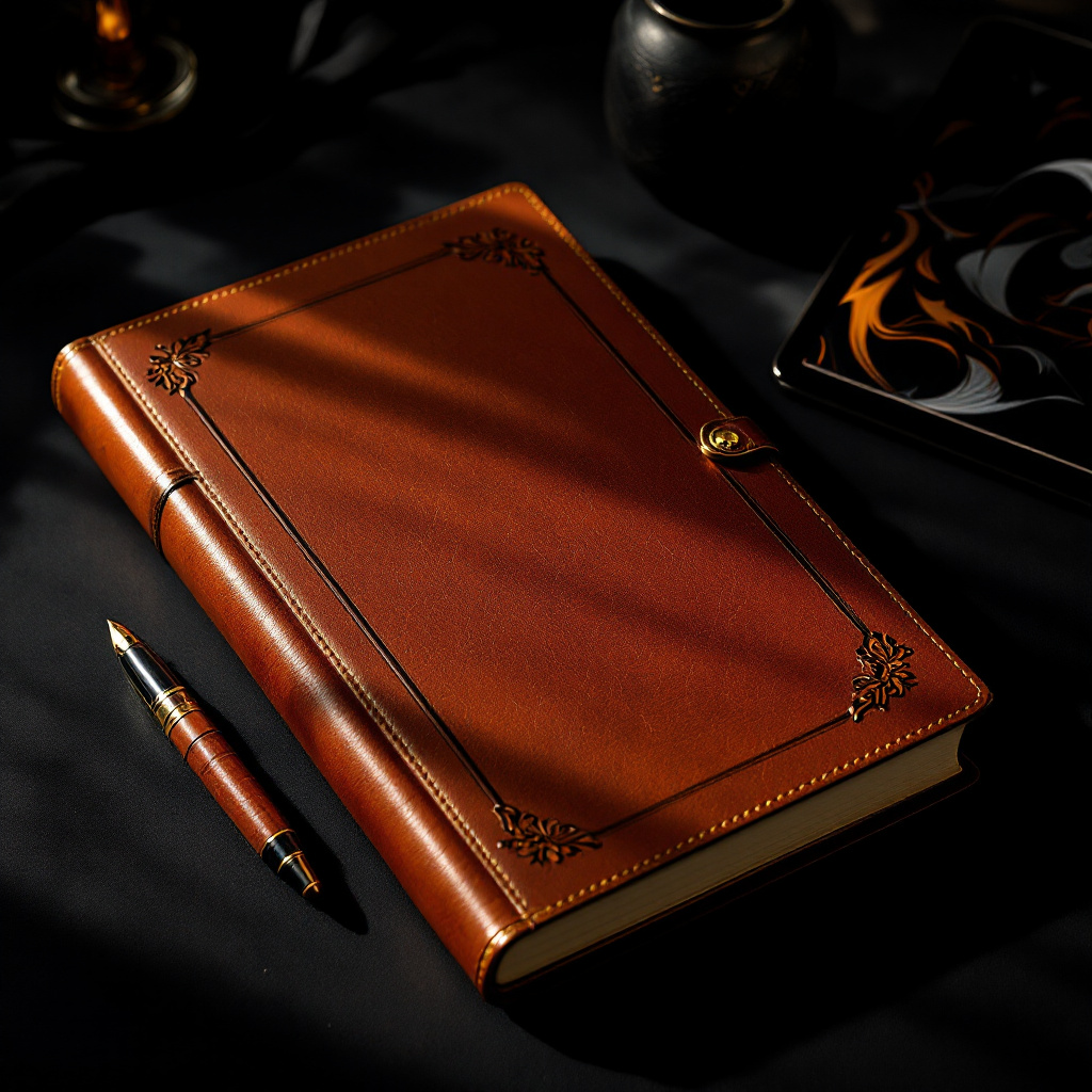 Craft My Manifesto Quest - Elegant leather journal with matching pen