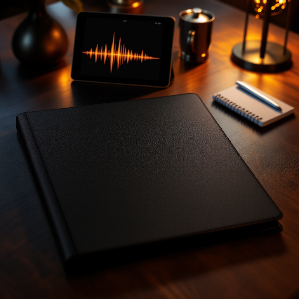 Email Sequence Quest - Portfolio with tablet showing sound wave visualization